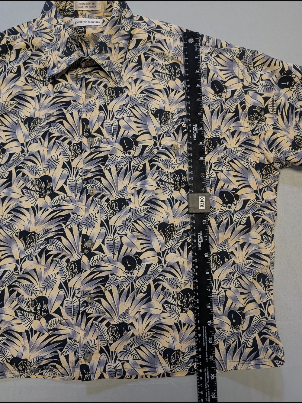 Pierre Cardin Mens Sz Medium Shirt Short-Sleeve Hawaiian Camp Aloha Relaxed Fit